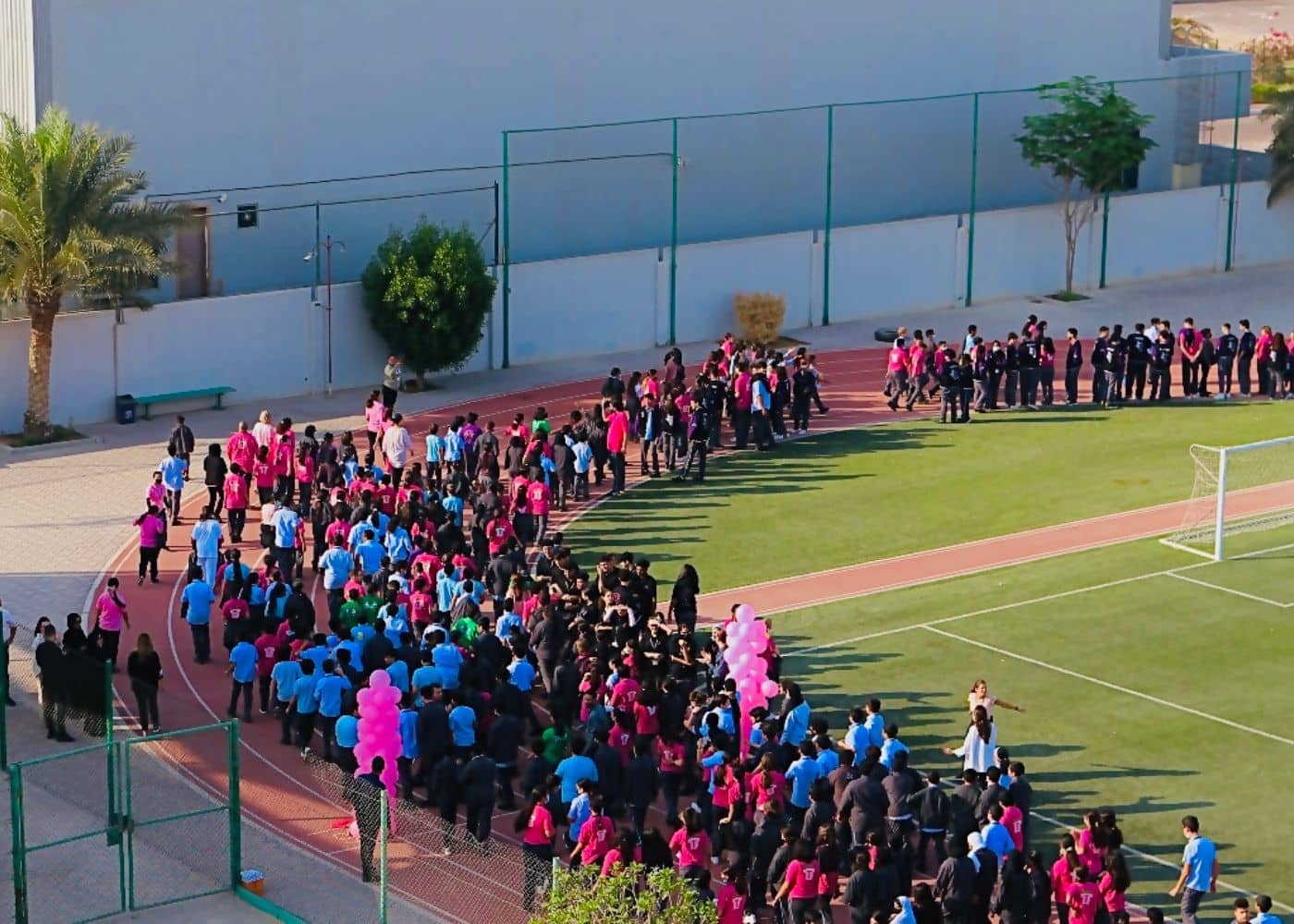 Students of Abu Dhabi International School at the Cancer Awareness event