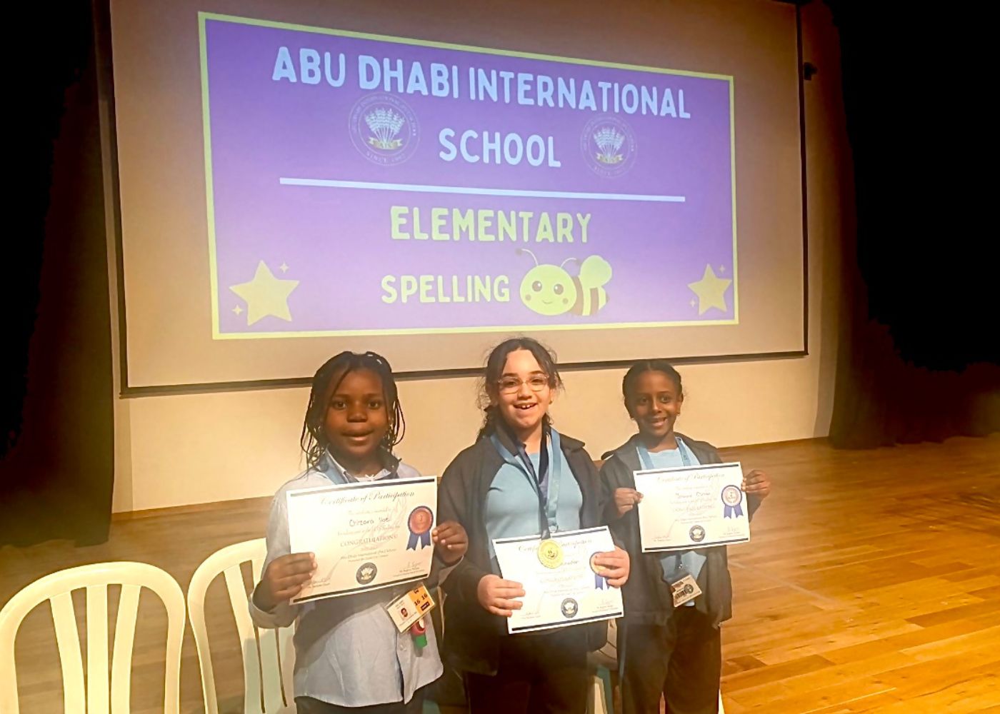 Elementary students of Abu Dhabi International School at the Spelling Bee event
