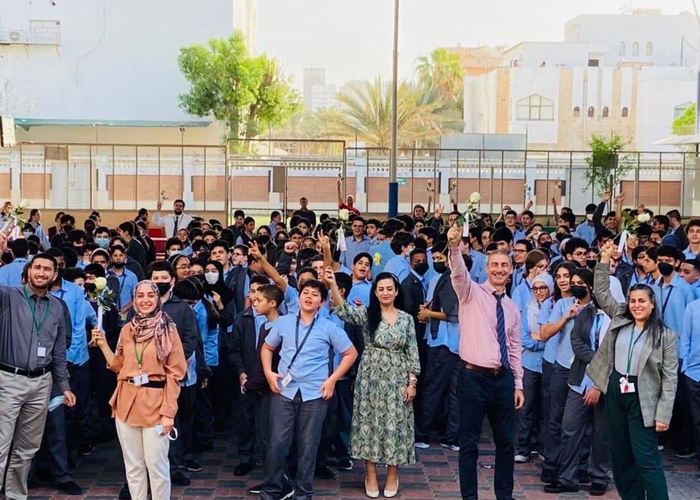 Teachers and students of Abu Dhabi International School at the Teachers' Day event