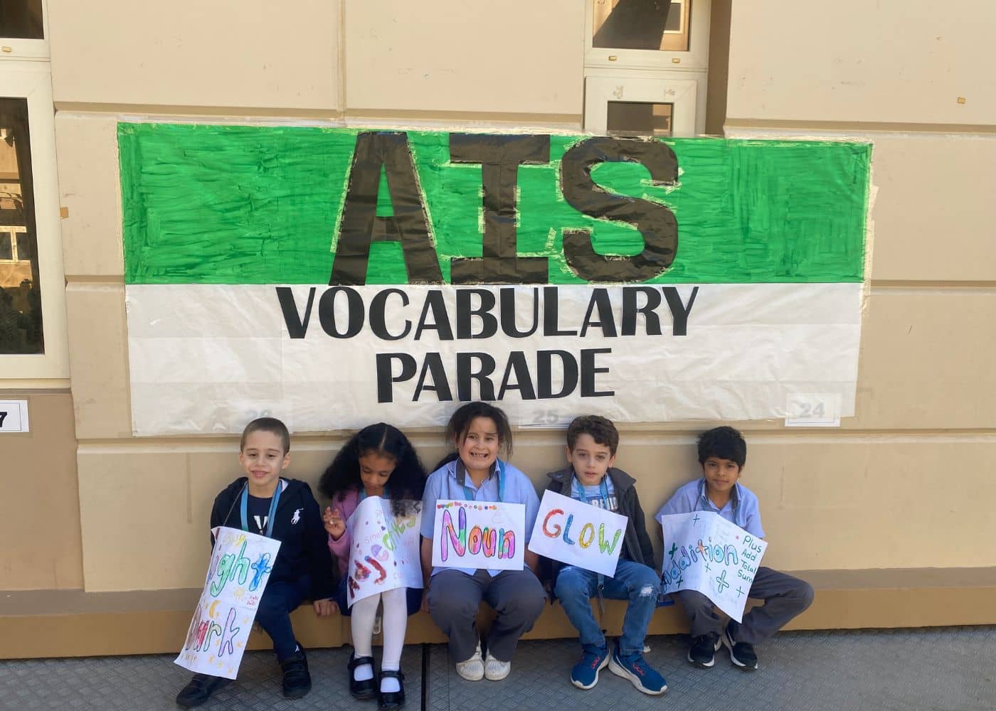 Elementary students of Abu Dhabi International School at the Vocabulary Parade event